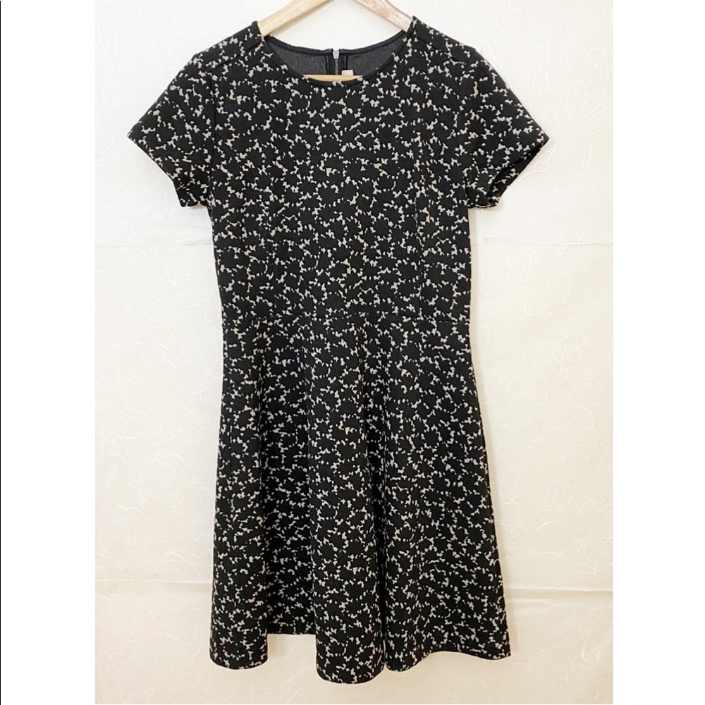 Ann Taylor LOFT Black Gray Short Sleeve Dress